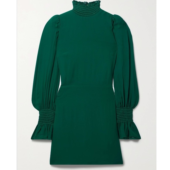 Reformation Long Sleeve Green Mini Dress NWT - Picture 8 of 15